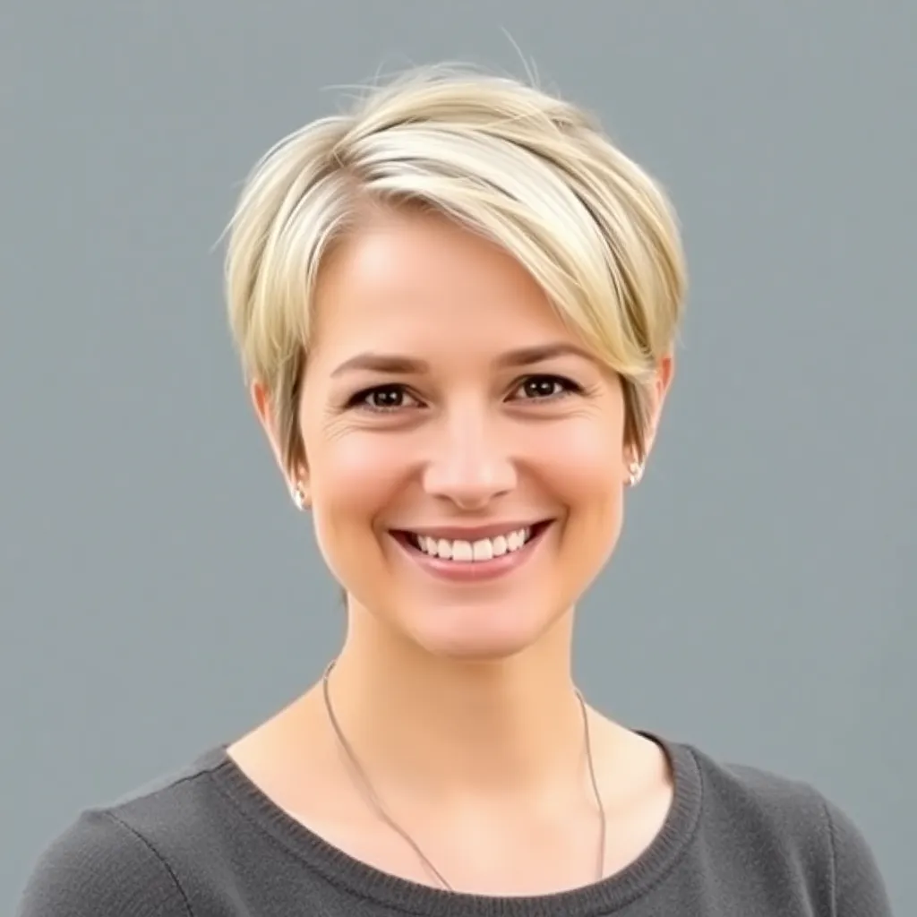 User avatar 1 smiling woman with short hair
