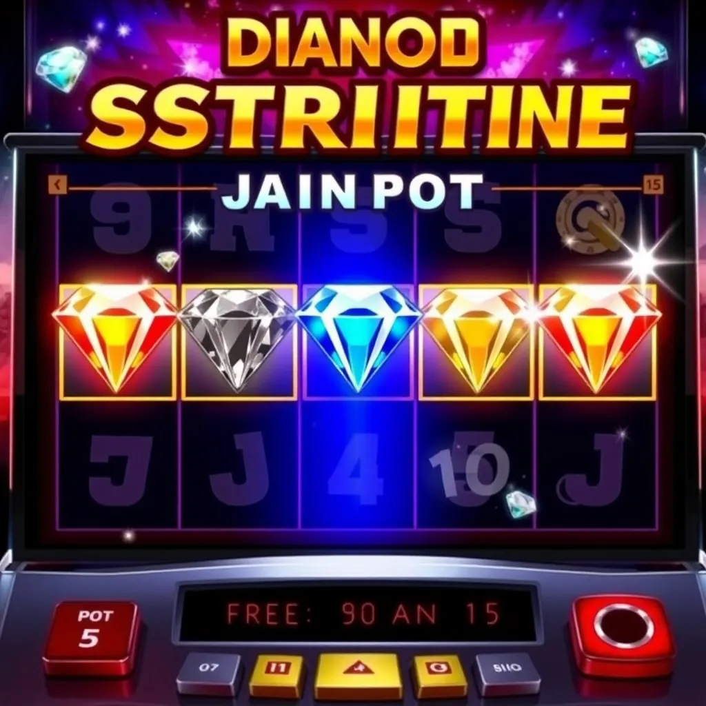 Diamond Strike slot game screen showing jackpot system and sparkling diamond symbols
