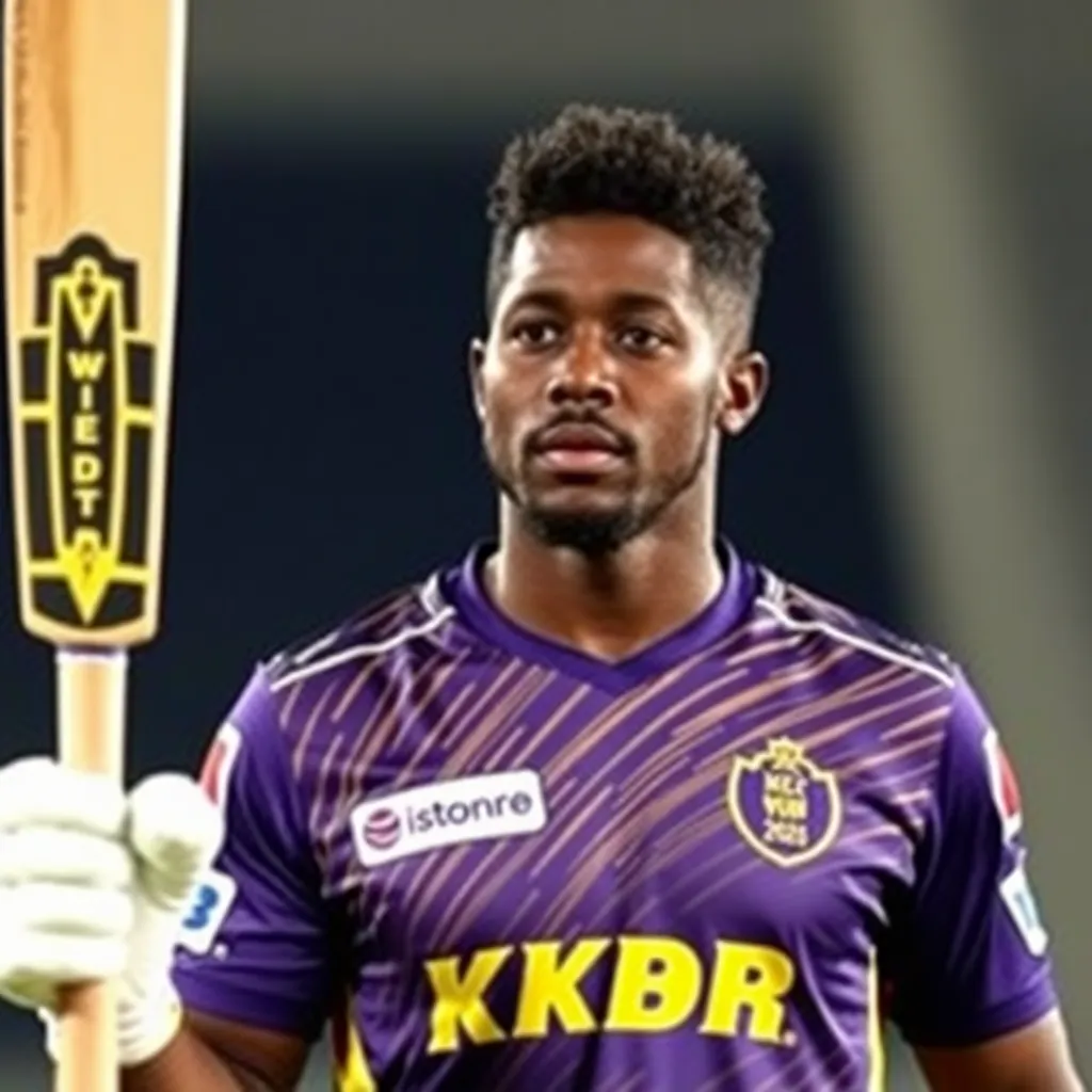 Andre Russell focused and ready wearing KKR jersey IPL 2025, no bat visible