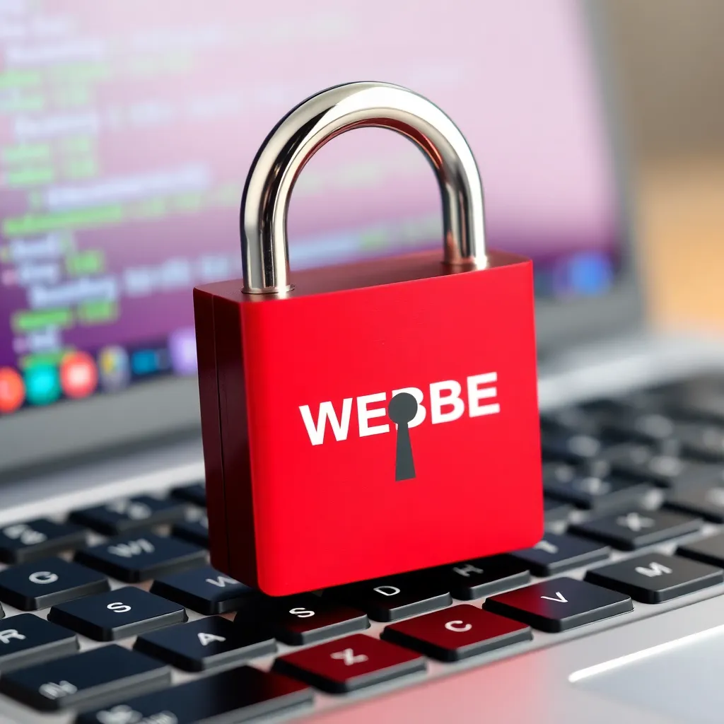 A padlock on a laptop keyboard symbolizing website security