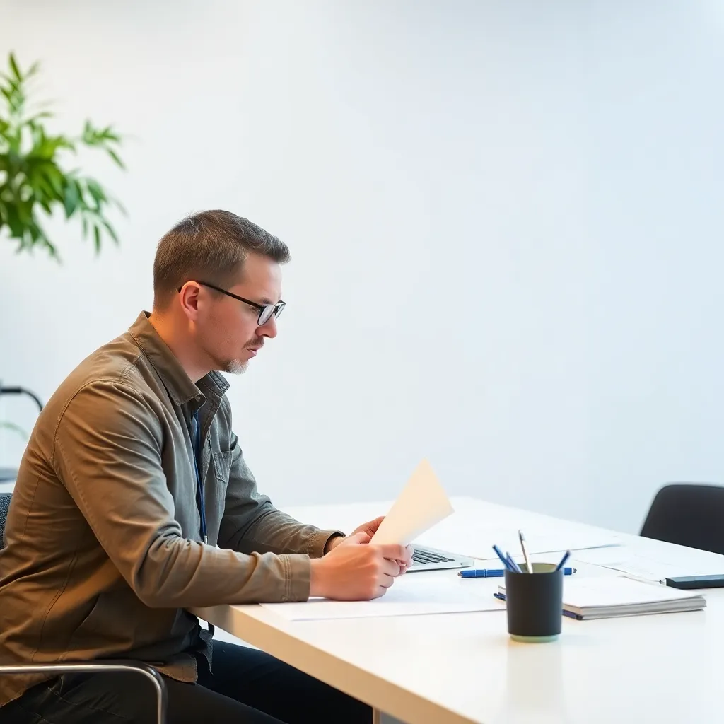 Two men discussing work