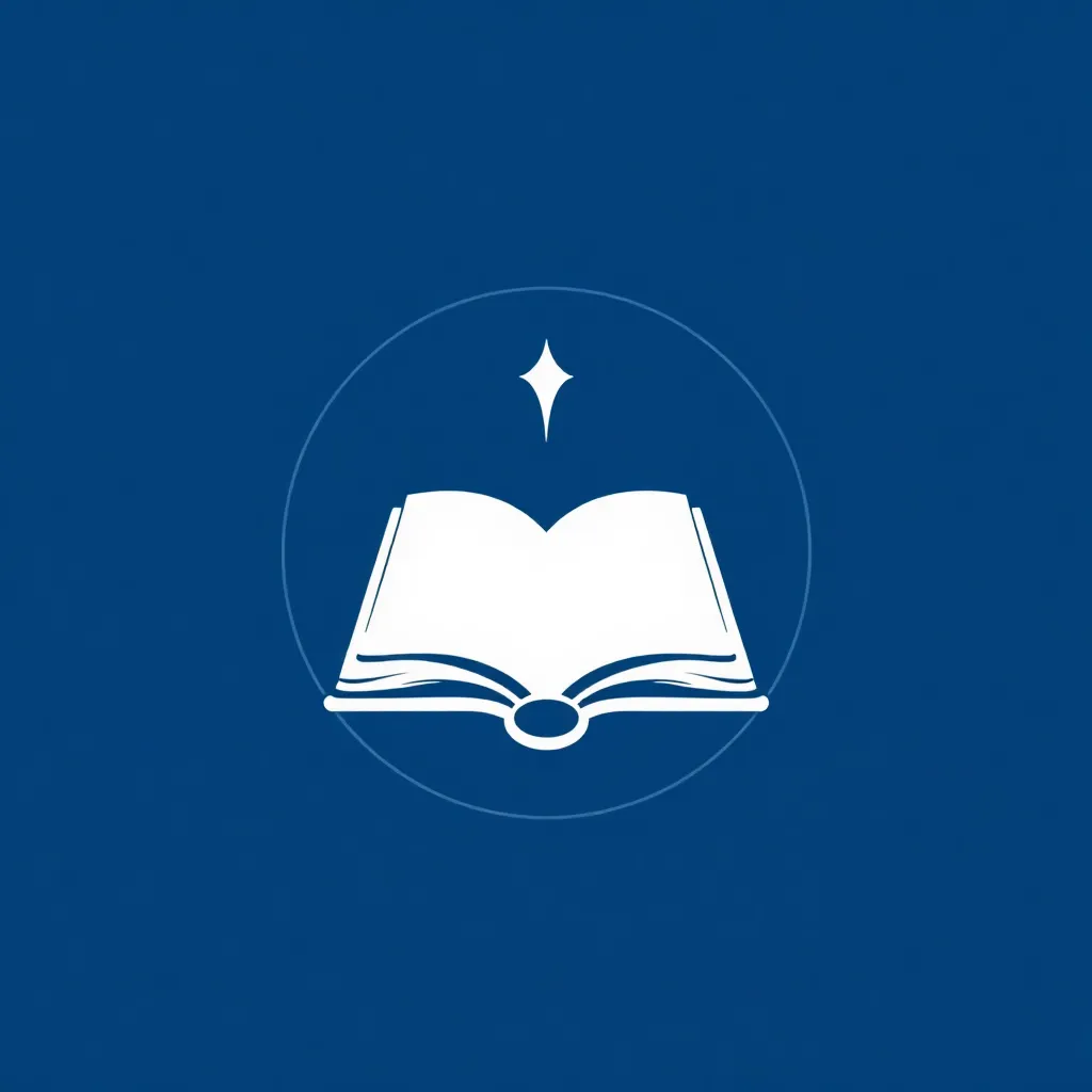 Logo universitas dengan ikon buku dan warna biru