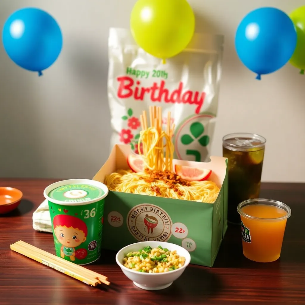 Birthday meal package with twenty noodles and twenty drinks