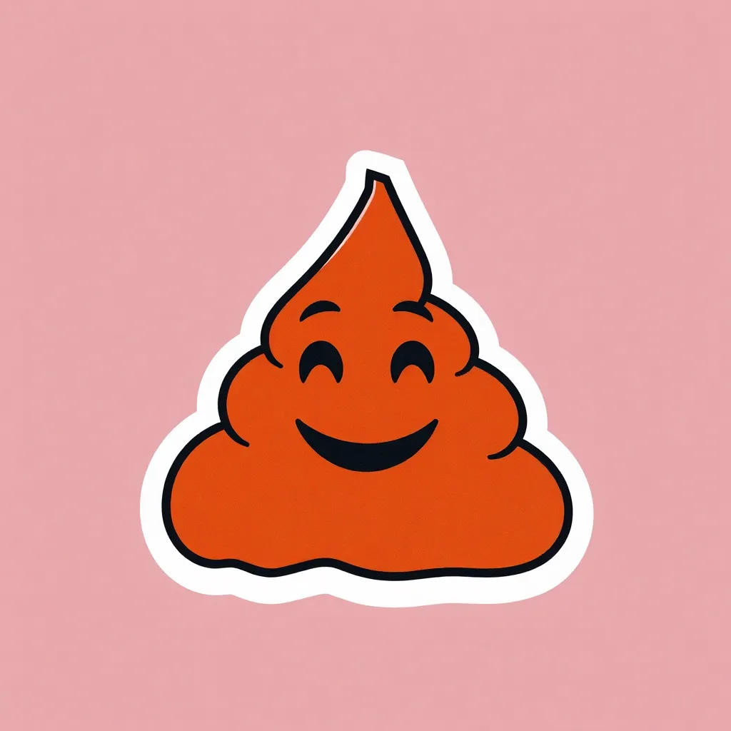 Pile of poo emoji sticker, brown smiling poop