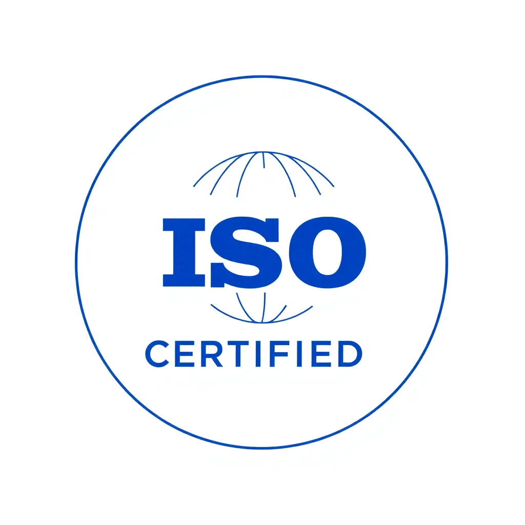 ISO certification logo in blue on white background