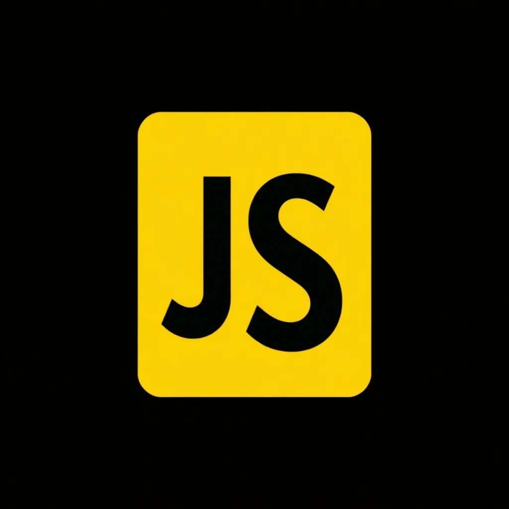 JavaScript logo, yellow square with black JS letters