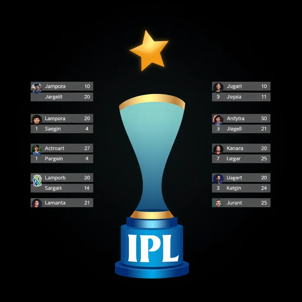 Cricket IPL trophy with leaderboard and text IPL Leaderboards