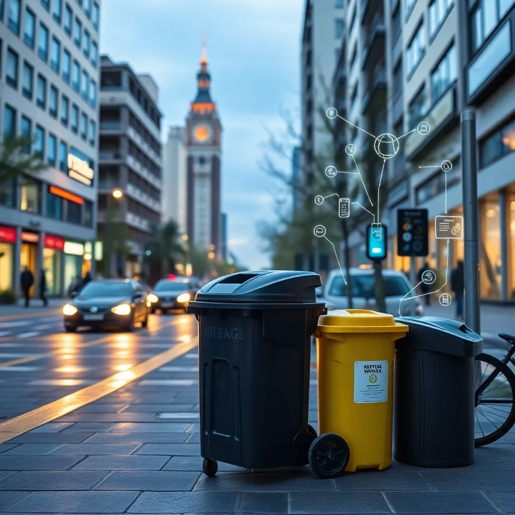 IoT devices connected in a smart city environment for waste management