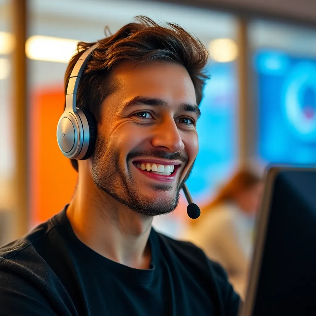 Smiling man with headset
