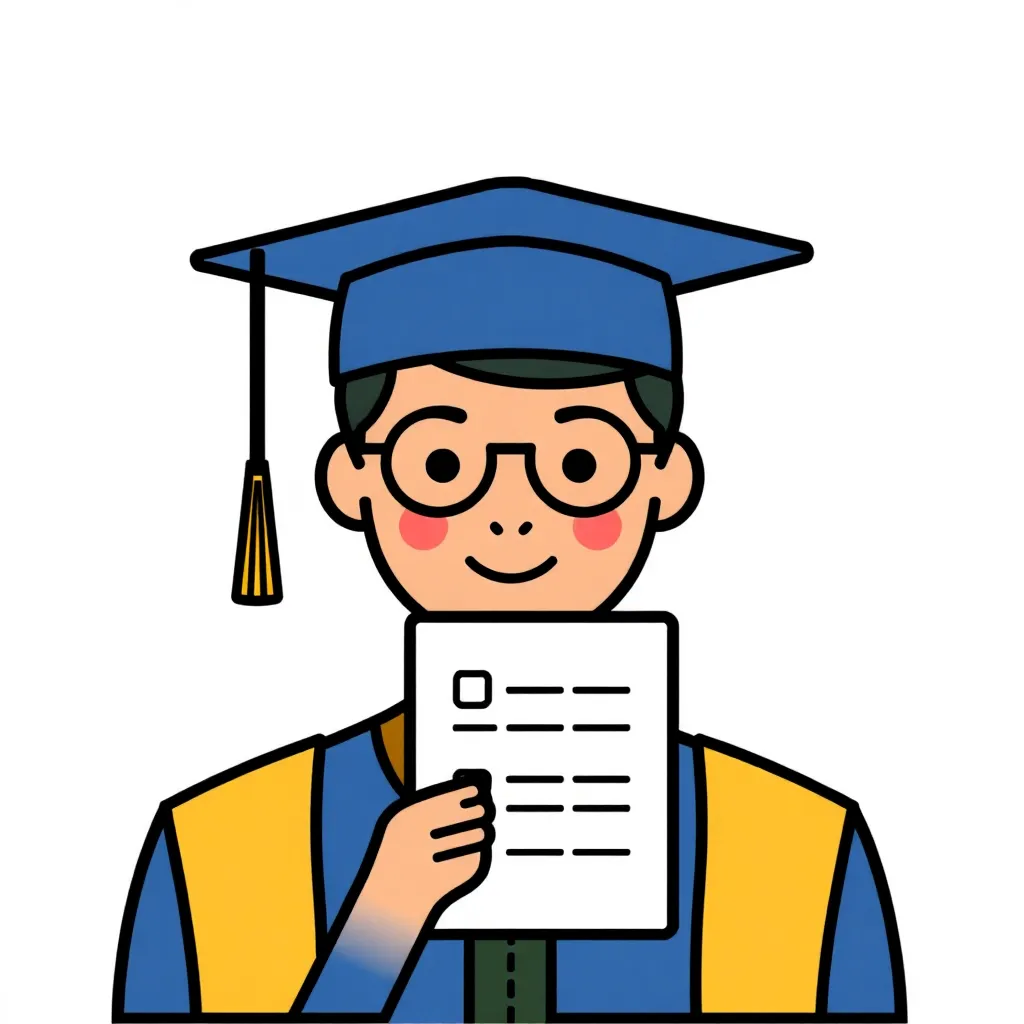 Icon of a person with an exam paper representing entrance exam eligibility