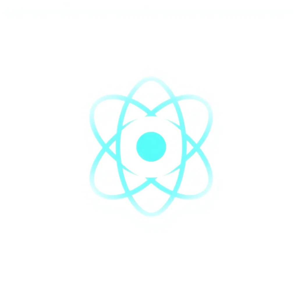 Logo React berwarna biru muda dengan latar belakang transparan
