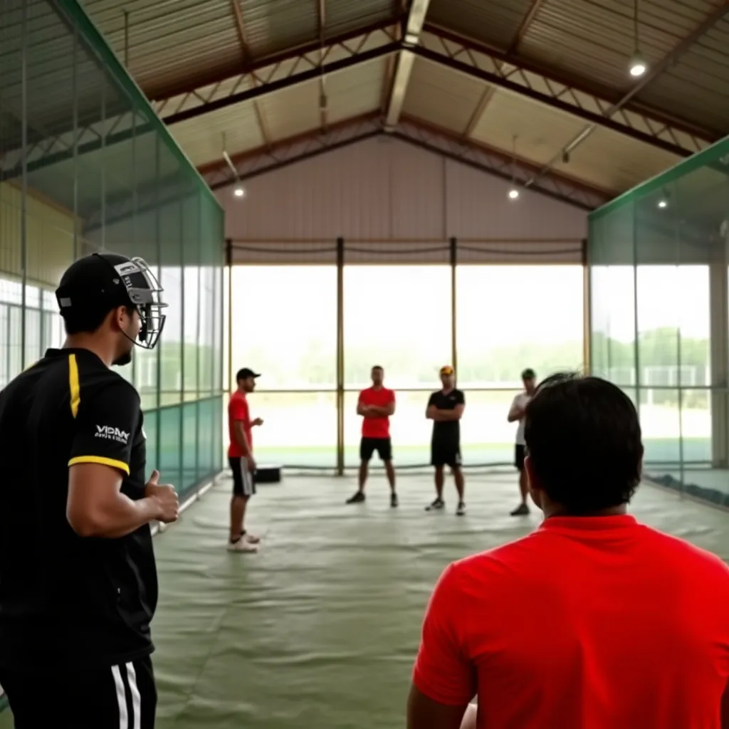 IPL players training in a secure indoor venue with coaches and staff ensuring safety protocols during IPL 2025 pause