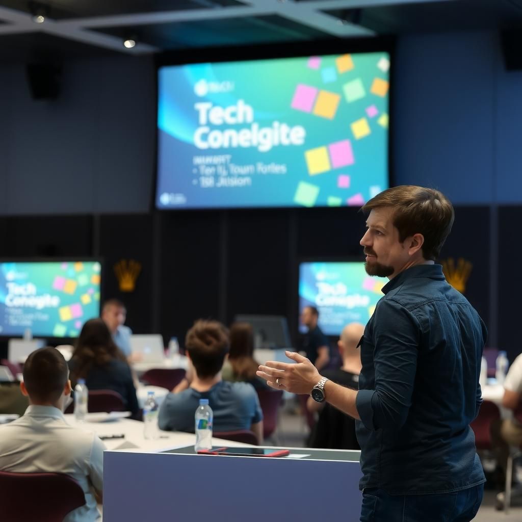 Andrej Karpathy presenting at a tech conference