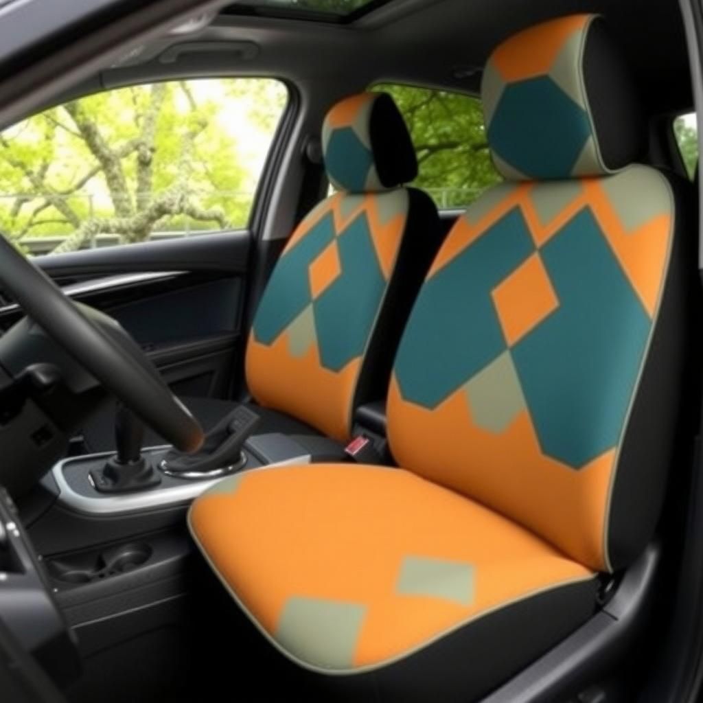 Sarung kusyen kereta dengan corak geometri moden