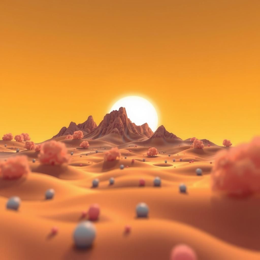 Generated image from a diffusion model showing a surreal landscape