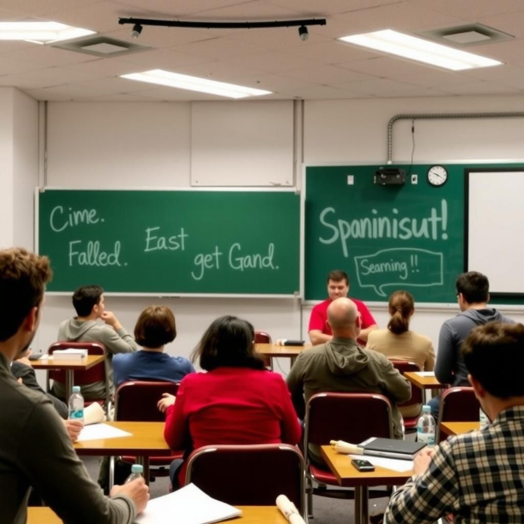 Adults learning advanced web development techniques in a classroom setting