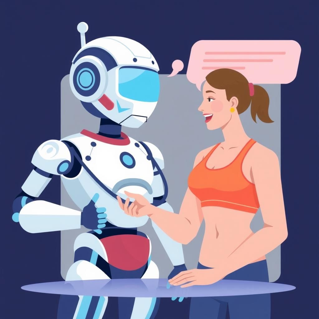 Illustration of a fitness coach's chatbot interacting with a user