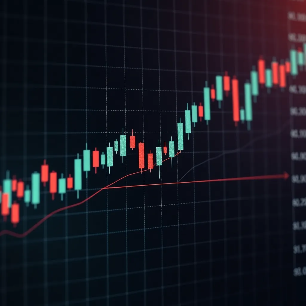 A high-quality detailed trading chart with candlestick patterns and various indicators