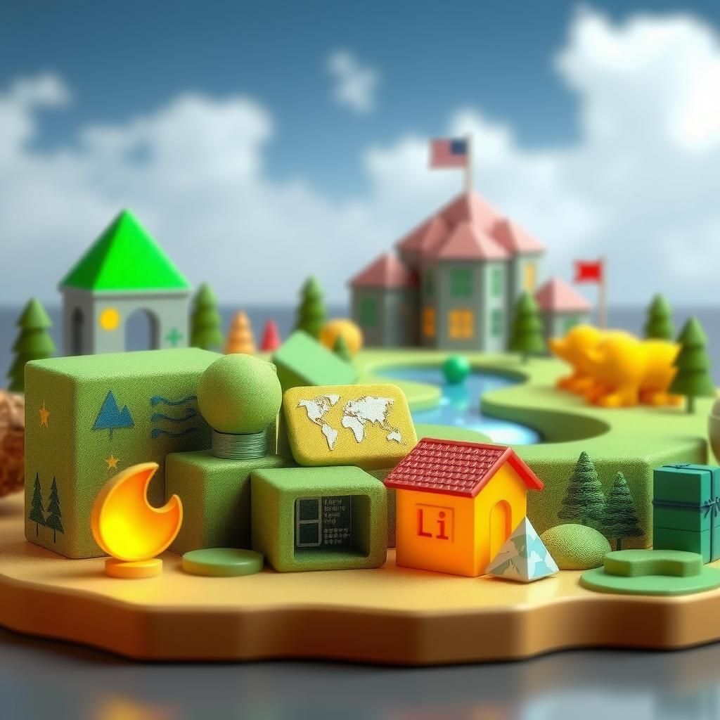 A digital representation of a large language model with environmental impact symbols