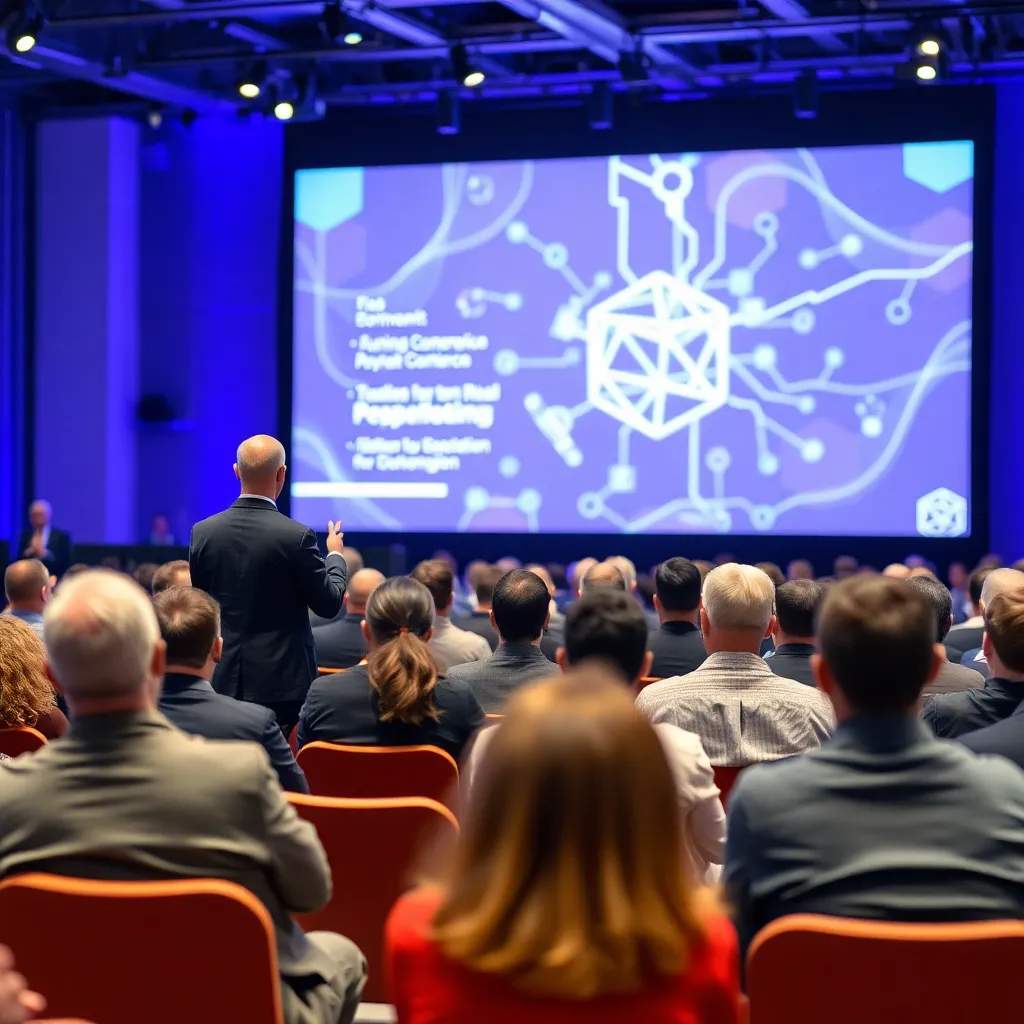 A speaker addressing an audience at an AI conference