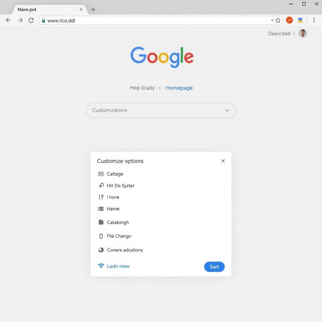 Browser window showing Google homepage and customization options
