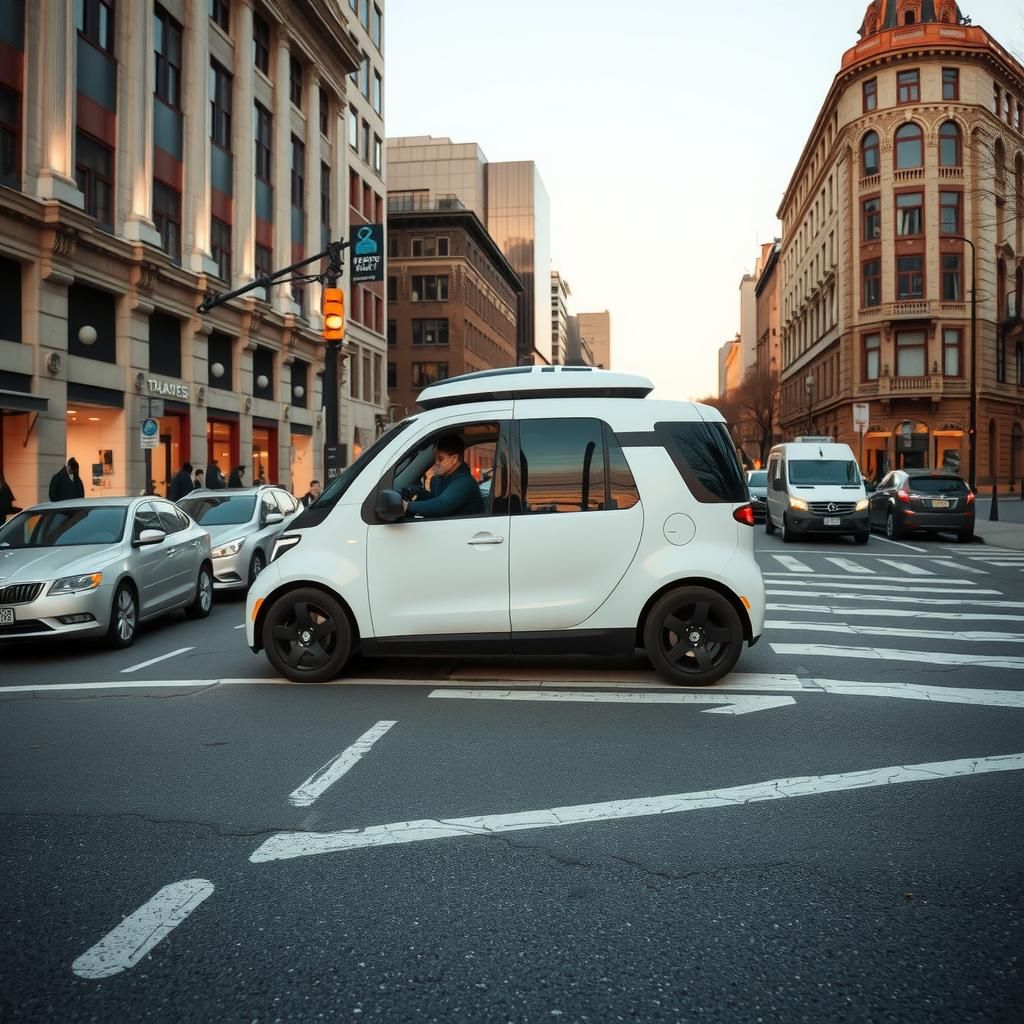 Autonomous vehicle navigating city streets