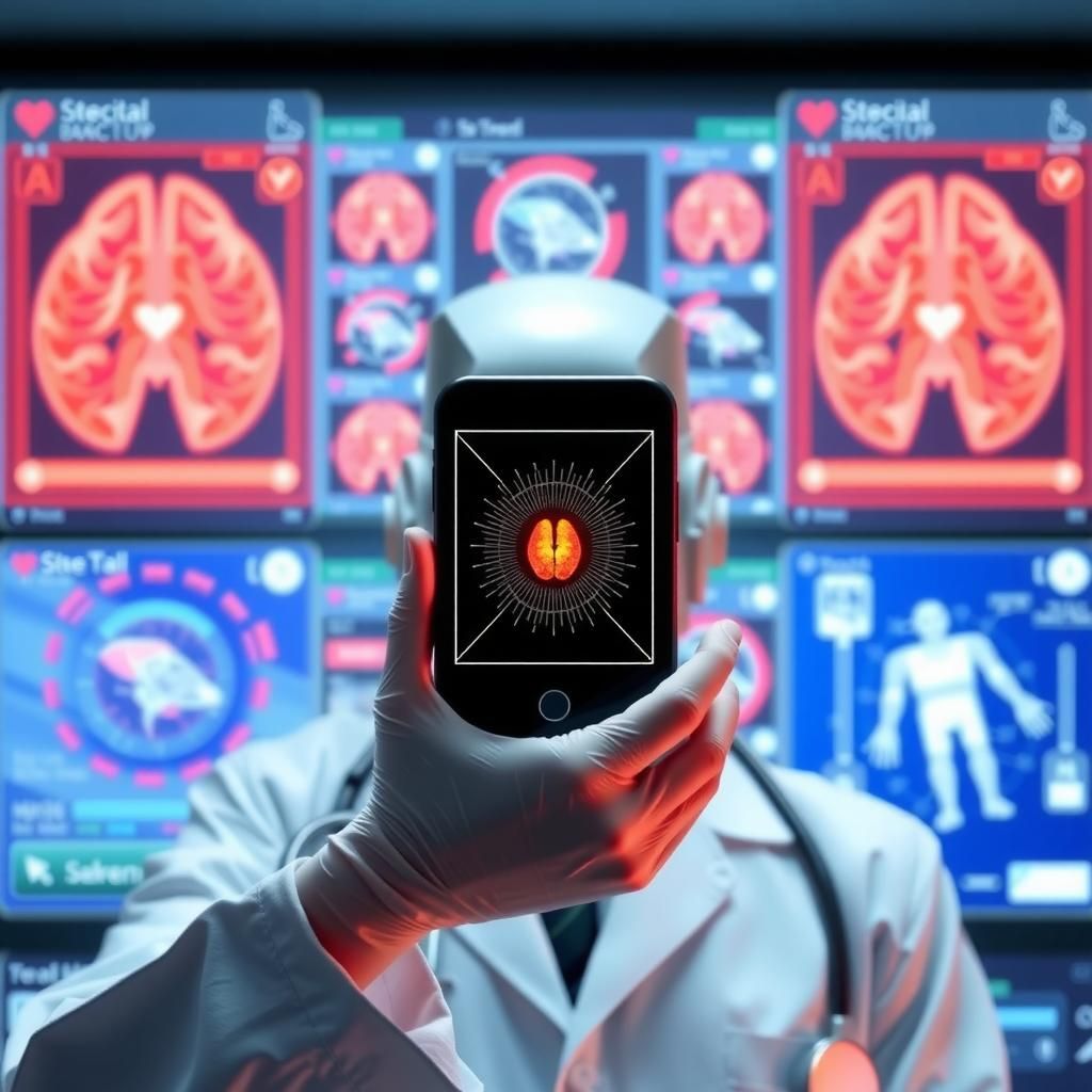 AI in healthcare showing a doctor using AI tools for diagnostics