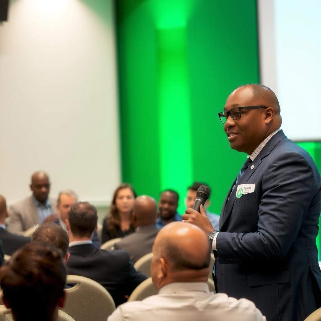 Timnit Gebru speaking at a conference