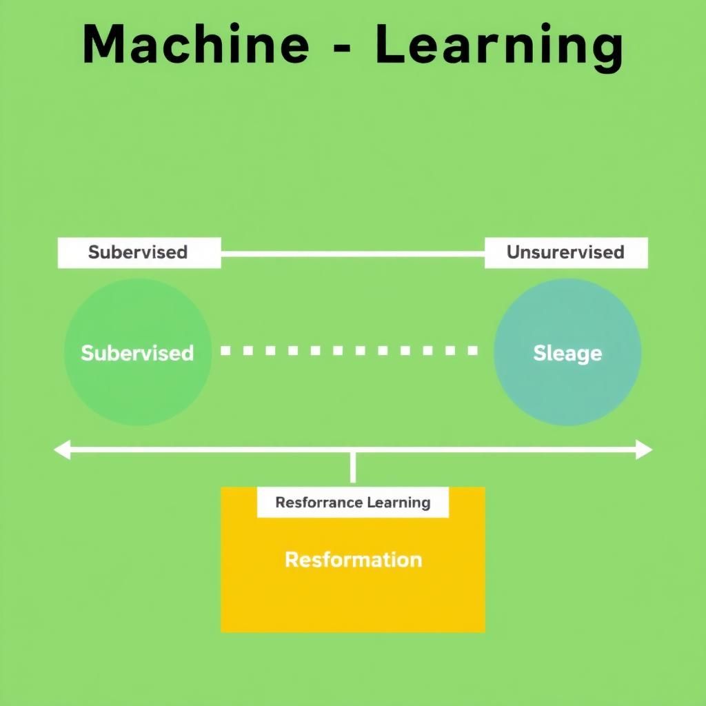 Diagram showing different types of machine learning: supervised, unsupervised, and reinforcement learning