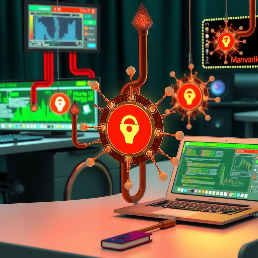 A visual representation of adaptive malware in a digital environment