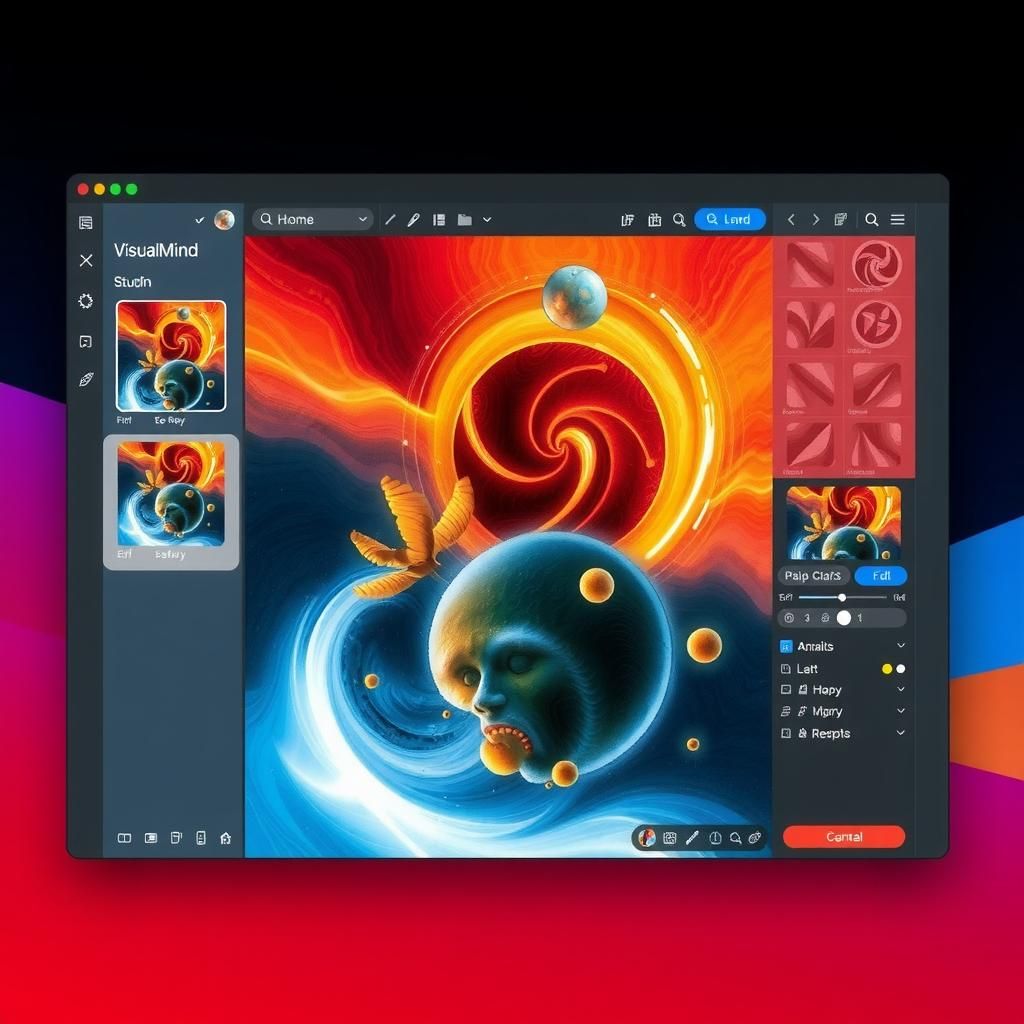 VisualMind Studio interface with AI-powered image generation