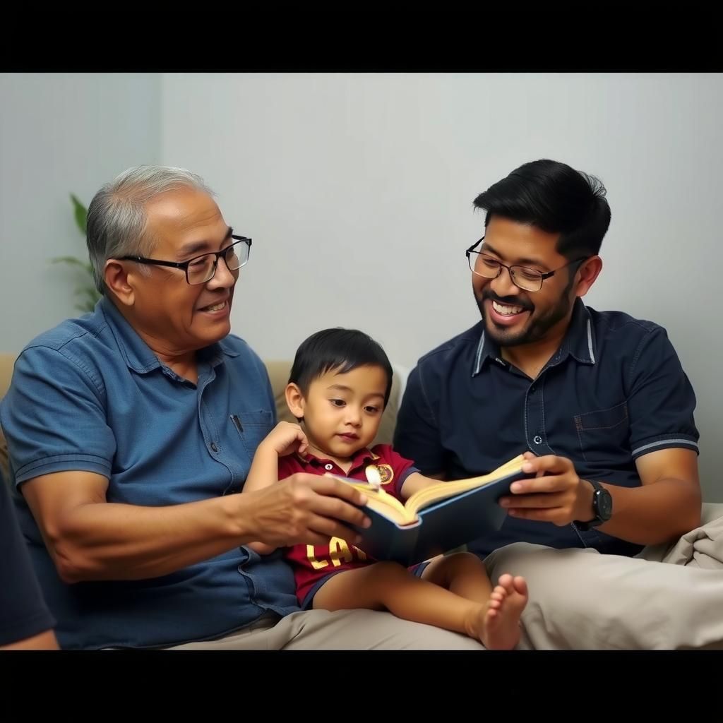 Pai e filho brincando ao ar livre