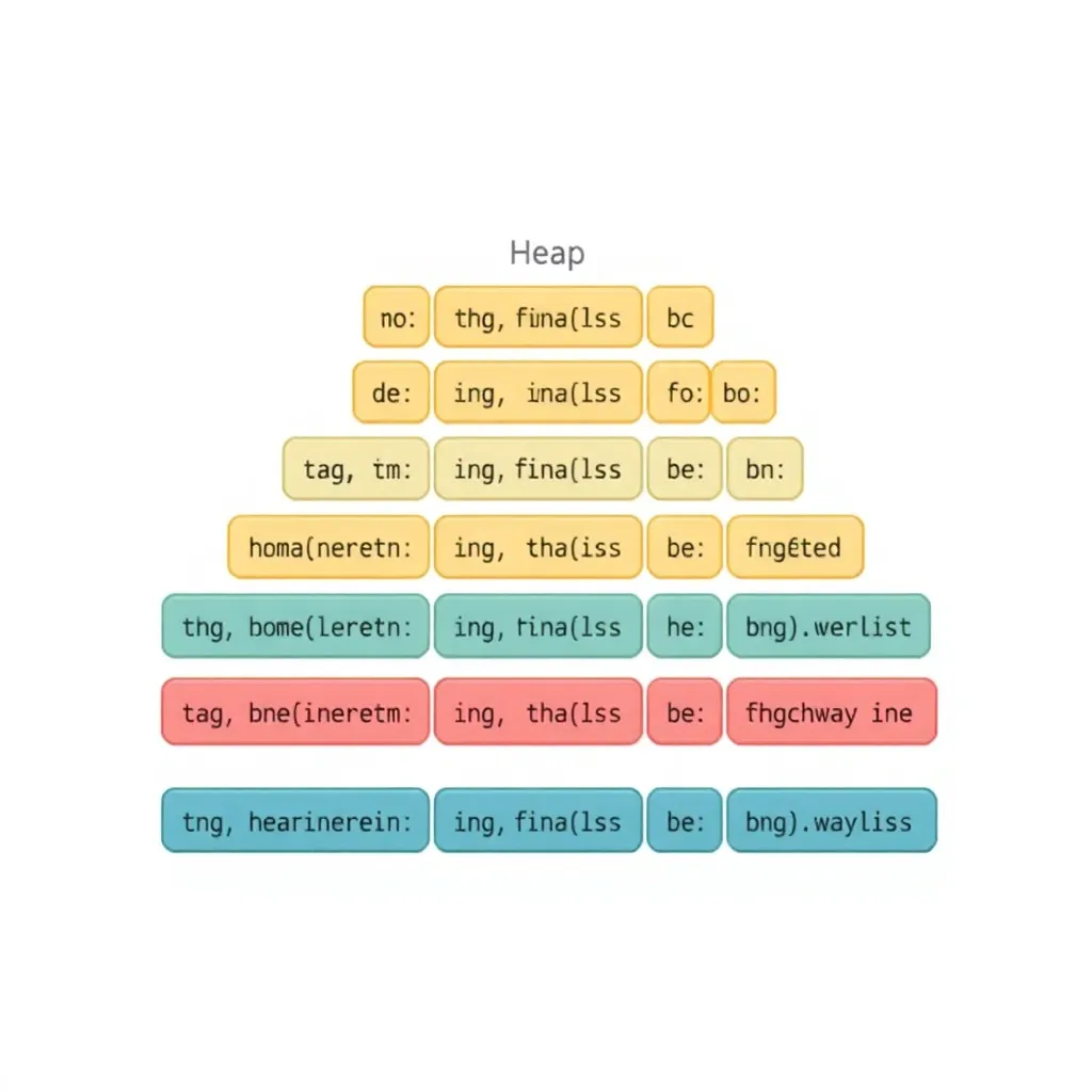 Illustration of a heap data structure with elements arranged in a specific order