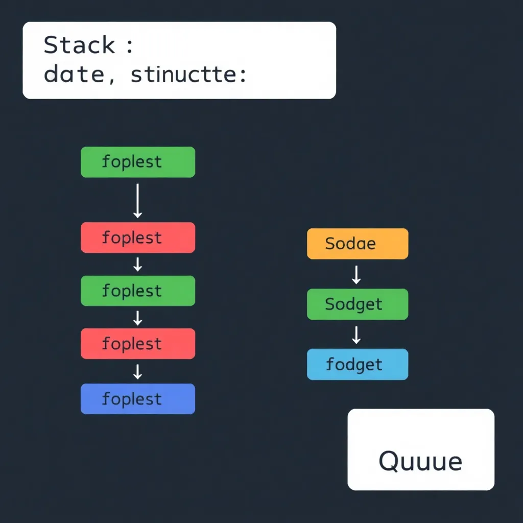 Illustration of stack and queue data structures