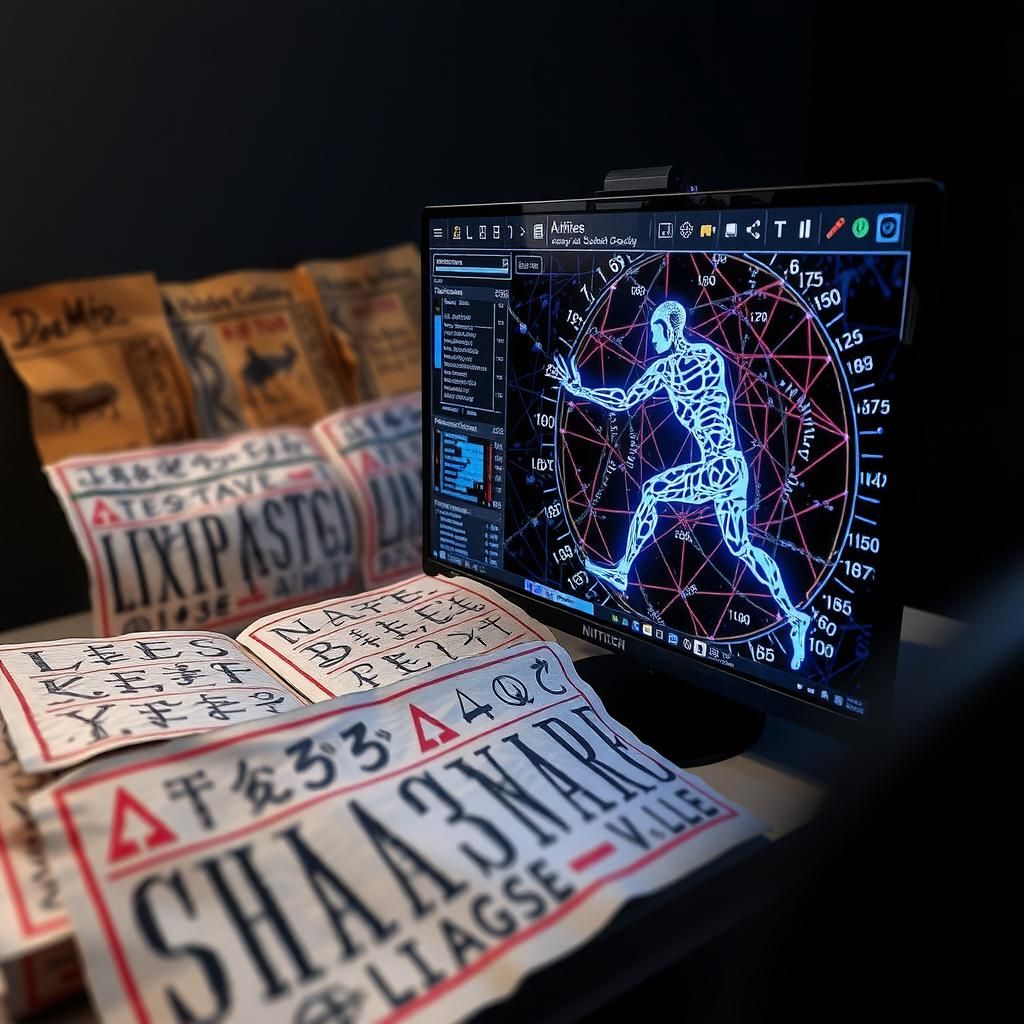 An AI algorithm analyzing ancient scripts on a computer screen
