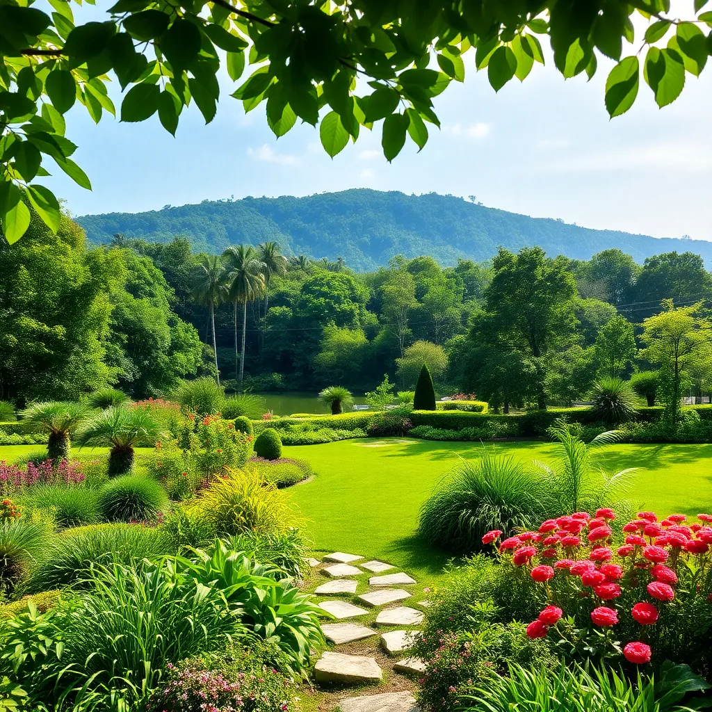 Lush green landscapes and gardens