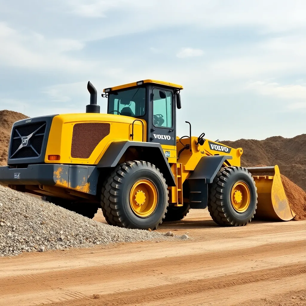 Volvo Wheel Loader L90H loading gravel at a construction site