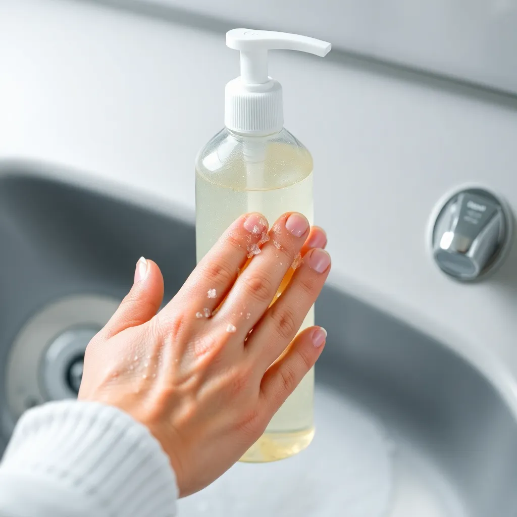 Hand cleaner, liquid or gel used for cleaning hands from grease and dirt