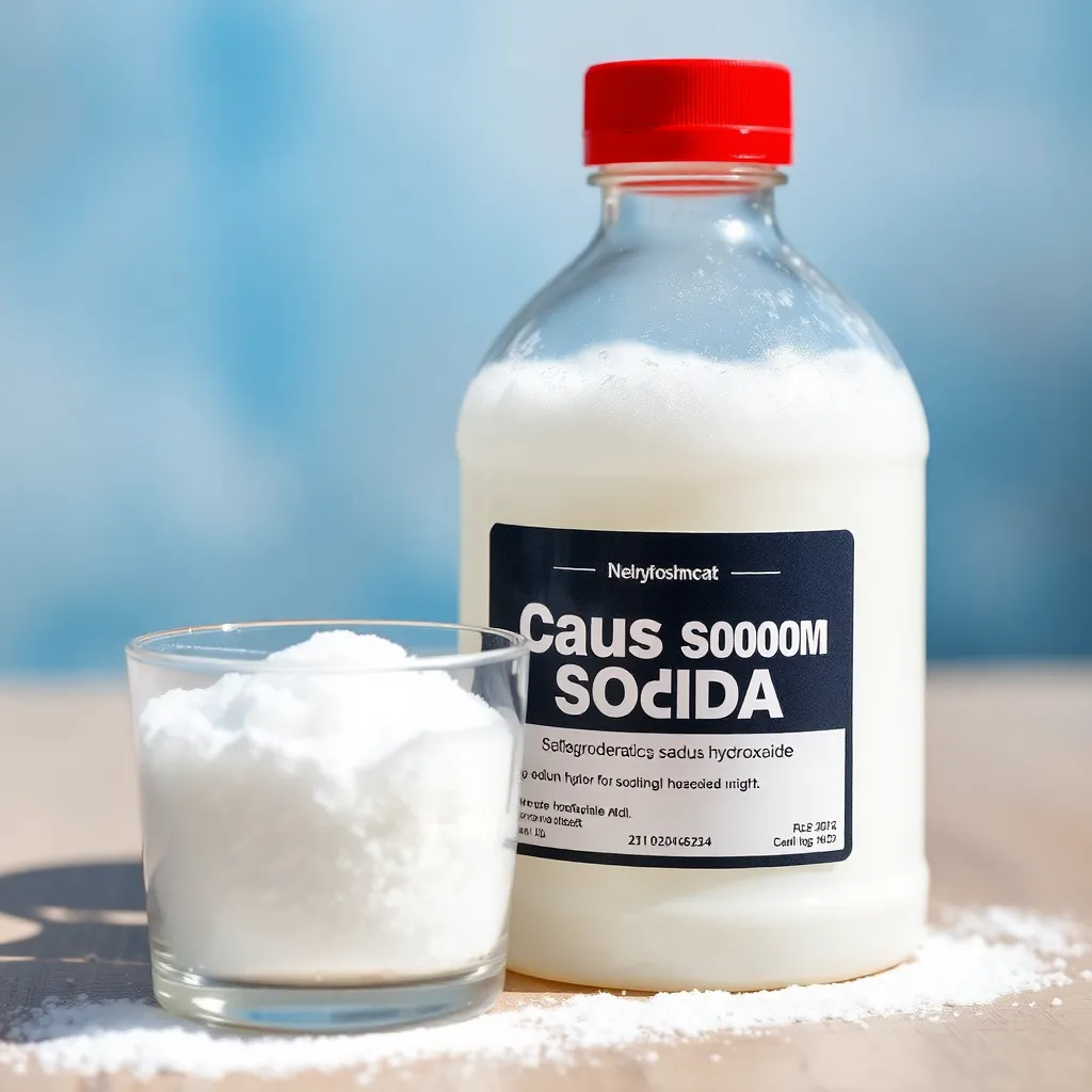 Caustic soda, sodium hydroxide chemical used in cleaning and manufacturing