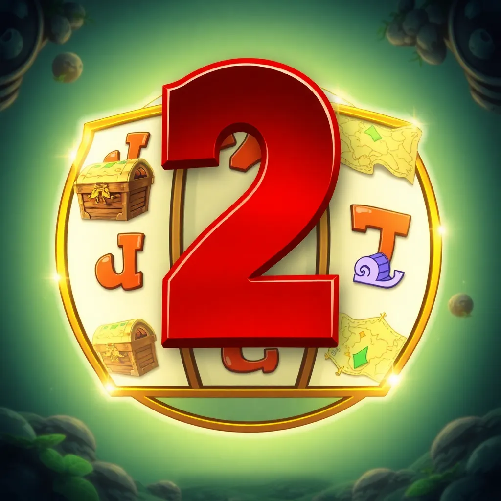 Slot Game 2 featuring an adventure theme with treasure chests and maps on reels