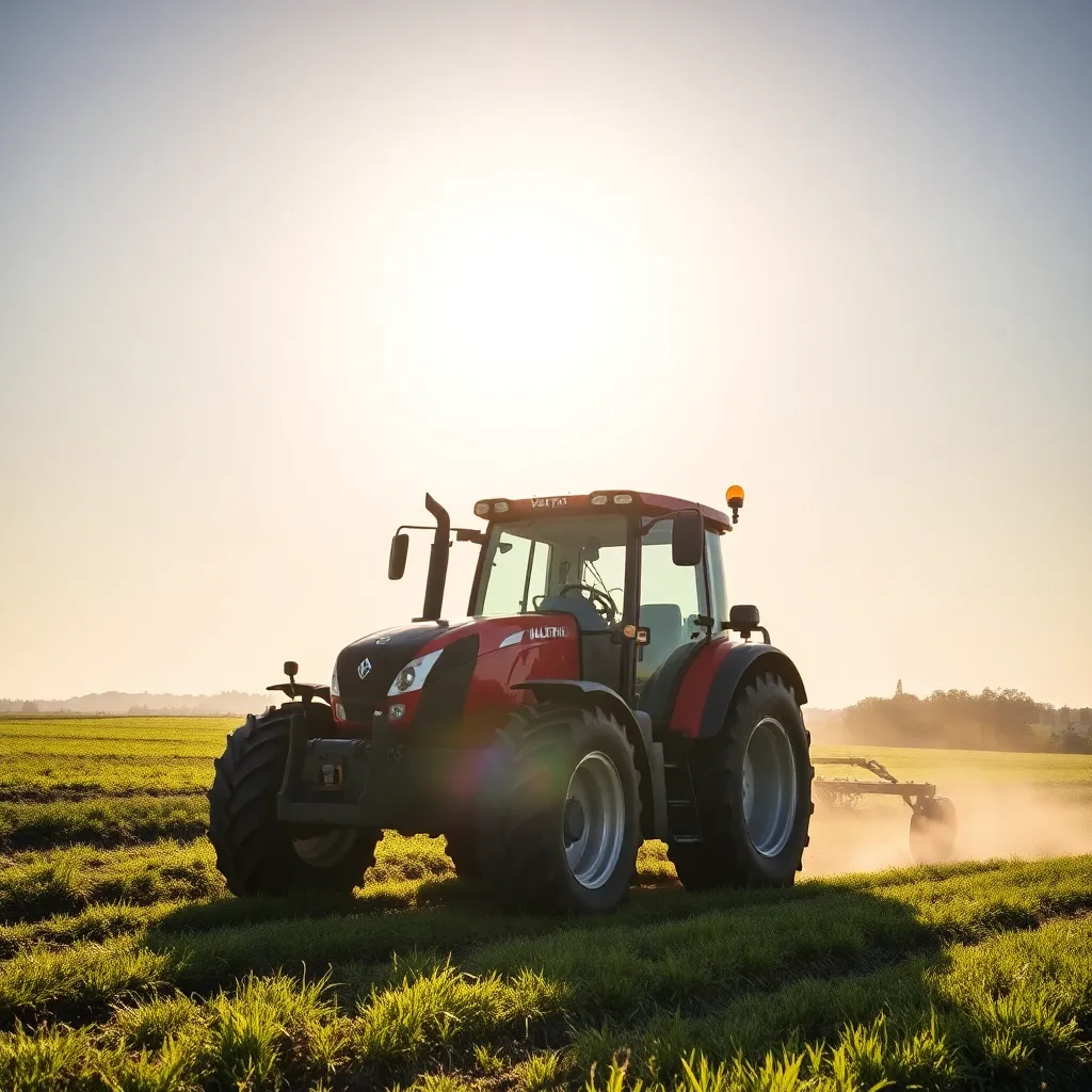 Valtra N-Series Tractor working in a field with bright sunlight