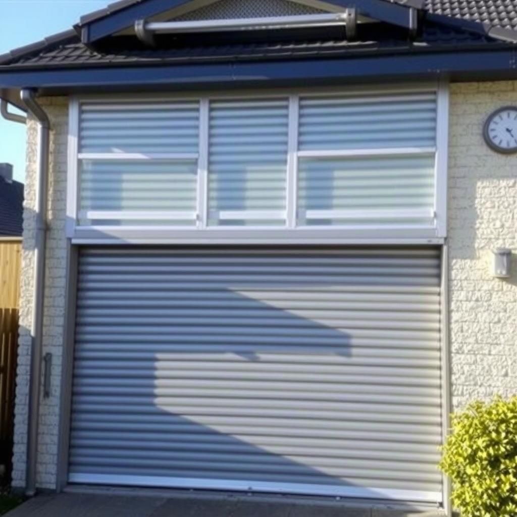 Image of a modern aluminium roller shutter system in a residential setting