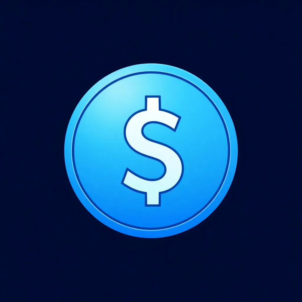 Blue coin icon with dollar sign symbol