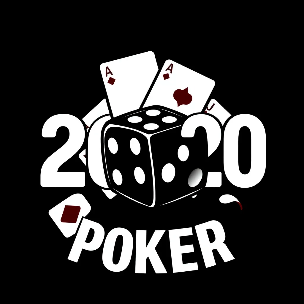 20-20 Poker A logo with dice and card suits on black background