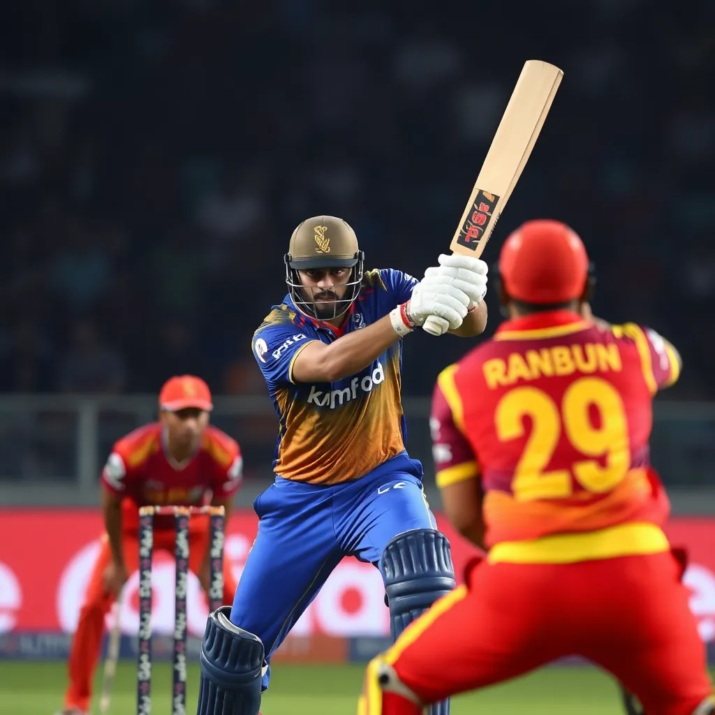 KL Rahul batting under pressure during IPL 2025 match against Gujarat Titans at Ahmedabad with intense focus and fielders in close