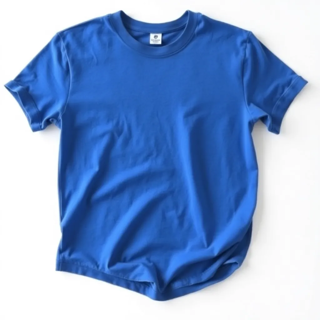 Blue cotton t-shirt on white background
