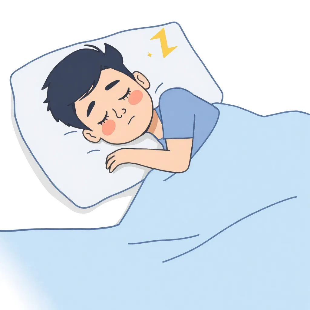 Illustration of a person sleeping peacefully on a pillow