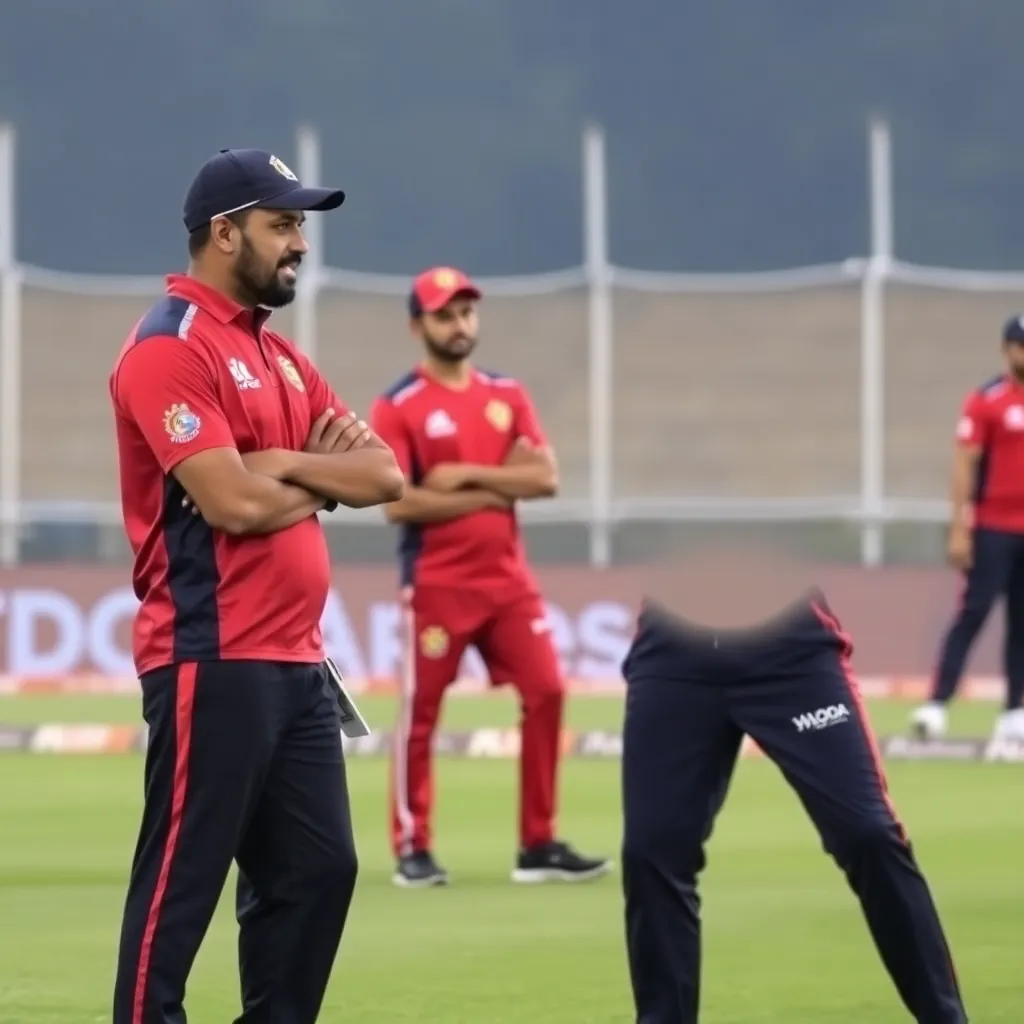 Photo of Dishant Yagnik, RR fielding coach, giving advice on cricket field
