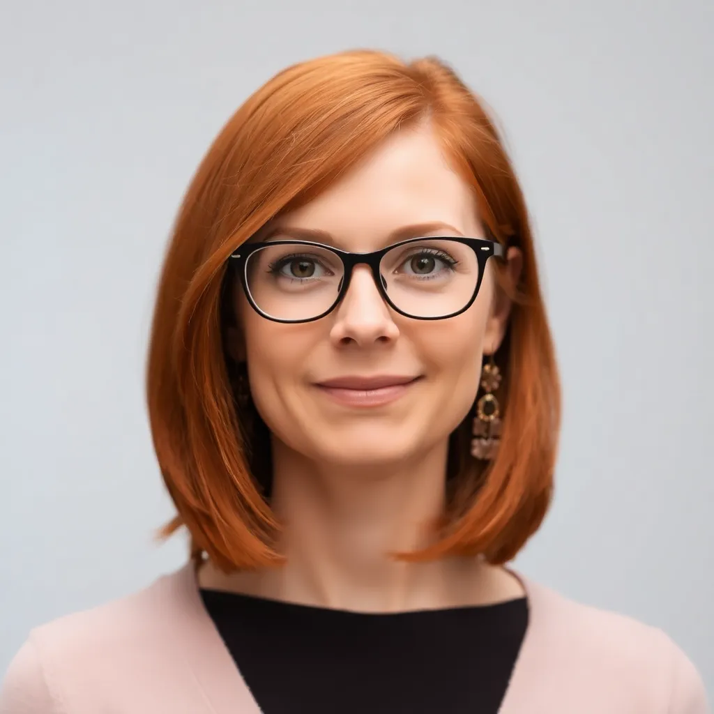 Avatar of Emily Moore, a female client with medium-length red hair and glasses