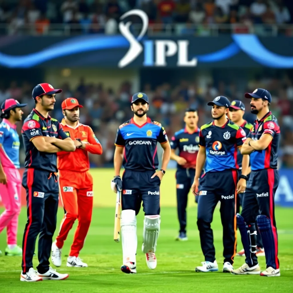 International cricket players on the field during an IPL match, showcasing the global nature of the tournament